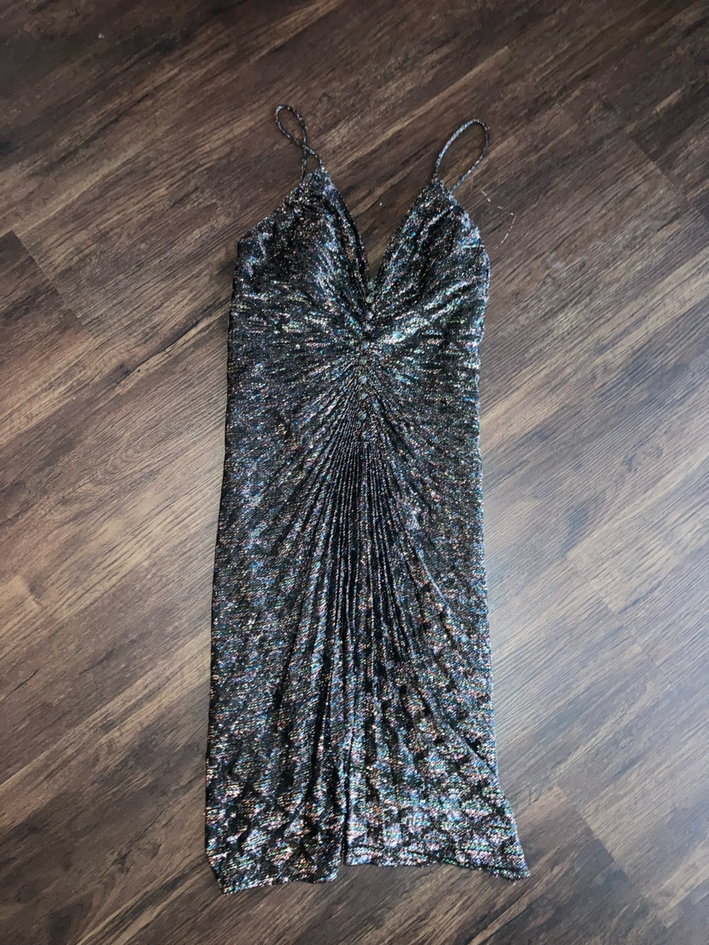 Samir vintage women’s Sparkle multicolor Pleated dress size small